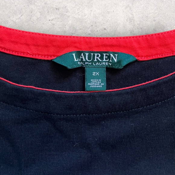 Ralph Lauren LRL Dress Women's 2X Black White Stripe 100% Cotton Short Sheath - Picture 4 of 6